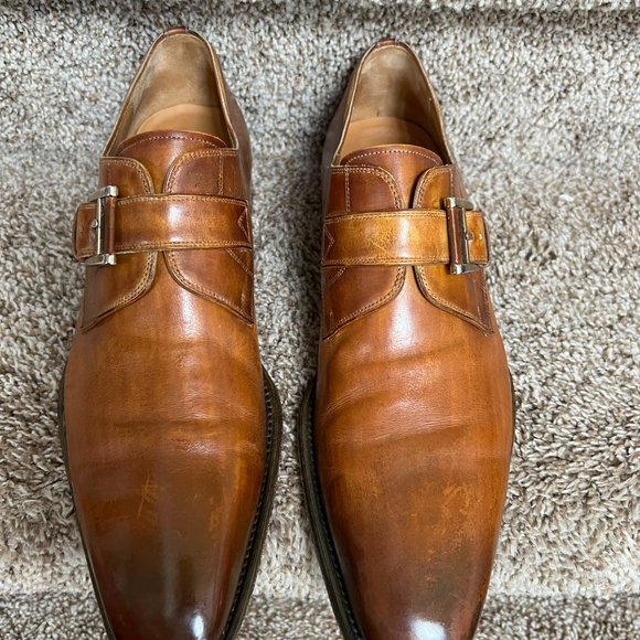 Magnanni Men\'s Tan Leather Monk Buckle Loafers main image 12